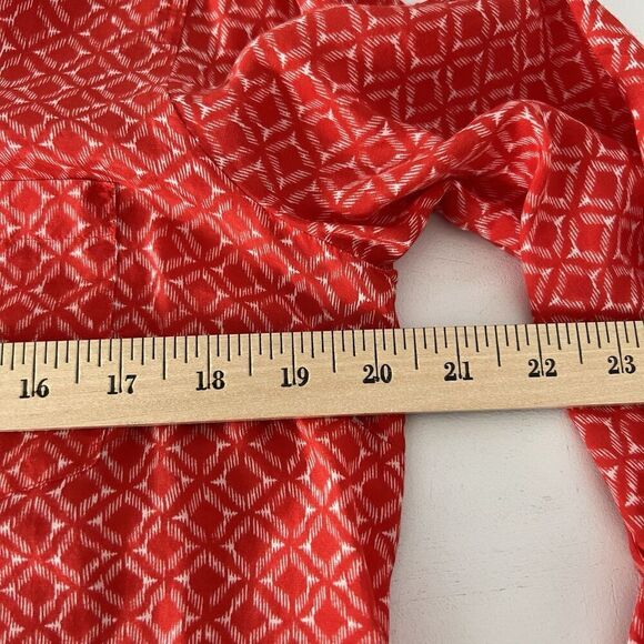 J. Crew Popover Shirt Womens M Red Printed Cotton/Silk Blouse Lightweight Airy - Picture 6 of 8